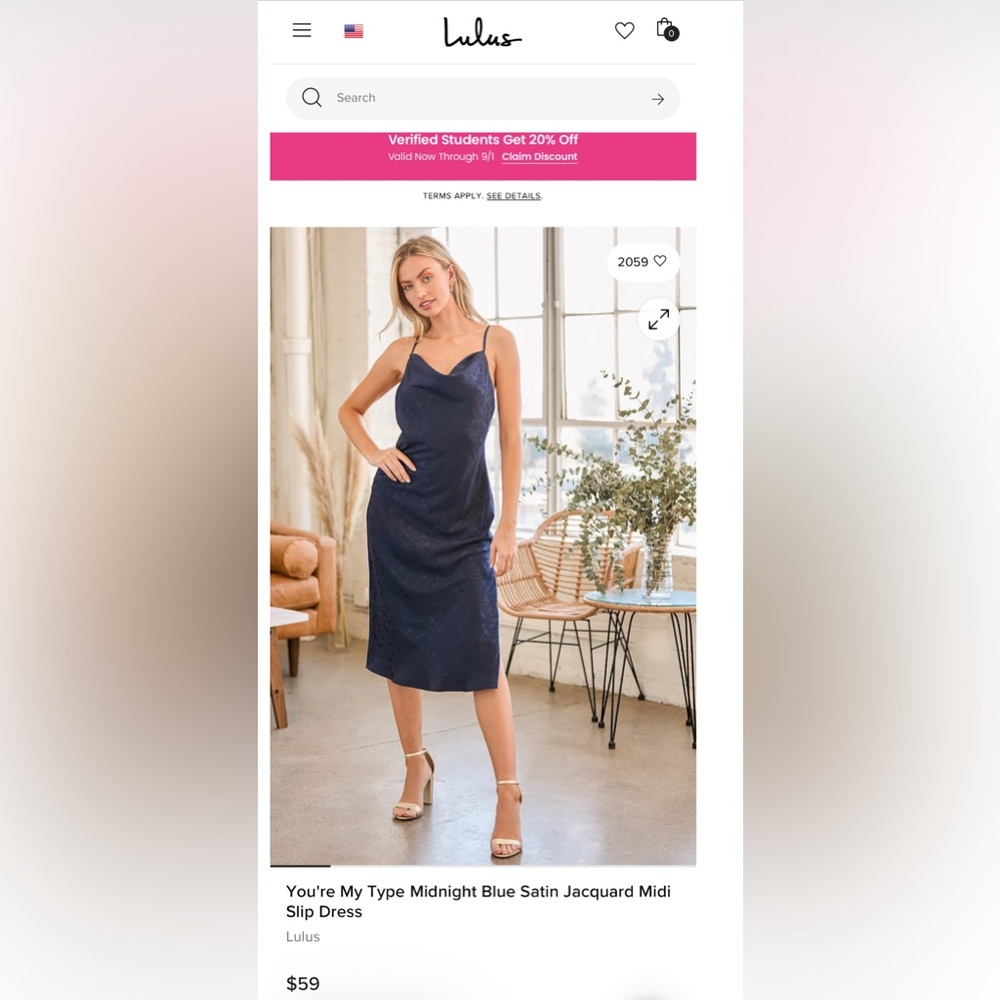 Lulu’s You're My Type Midnight Blue Satin Jacquard Midi Slip Dress